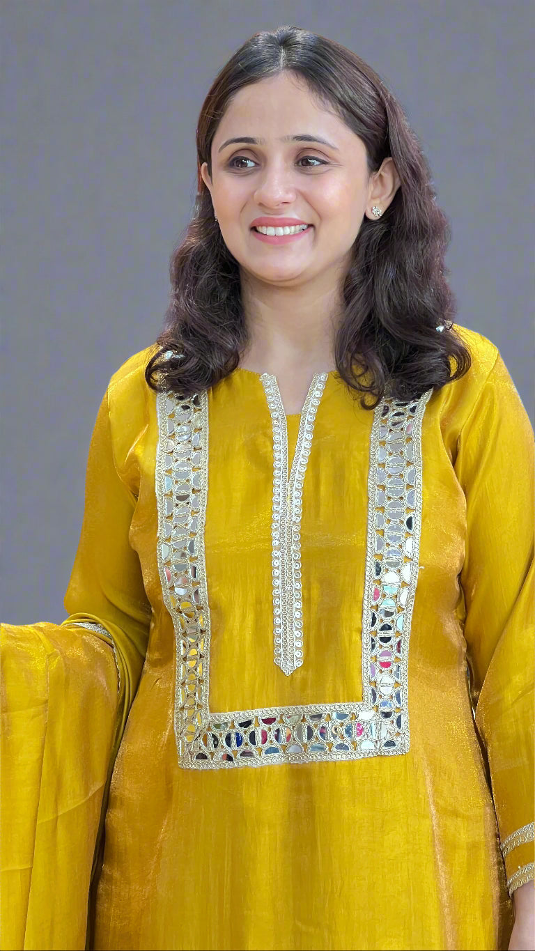 Shimmer modal mirror work suit