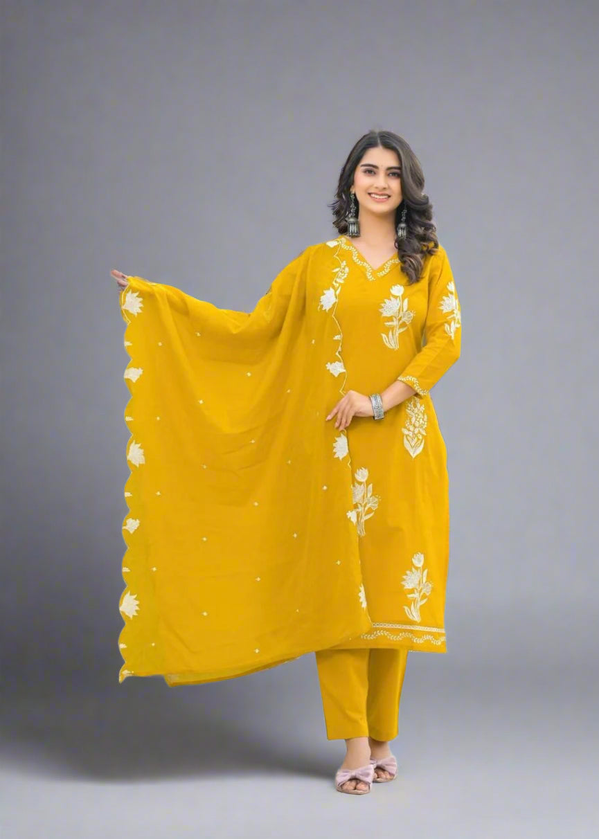 Acine embroidered cotton suit