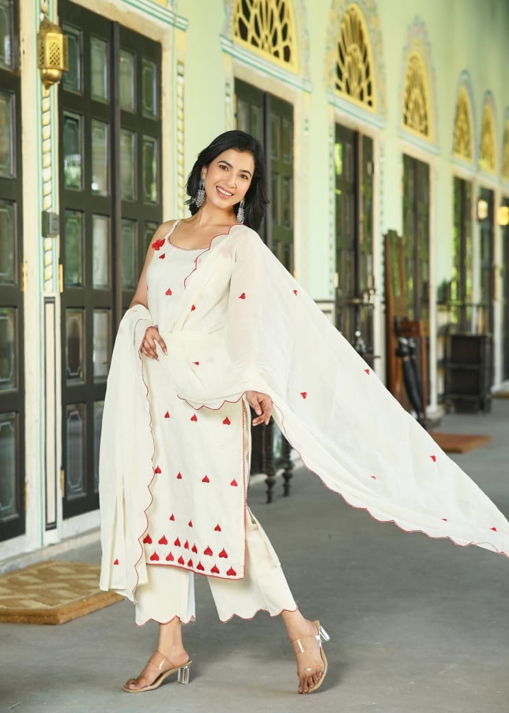 Ahna khadi cotton suit (without sleves)