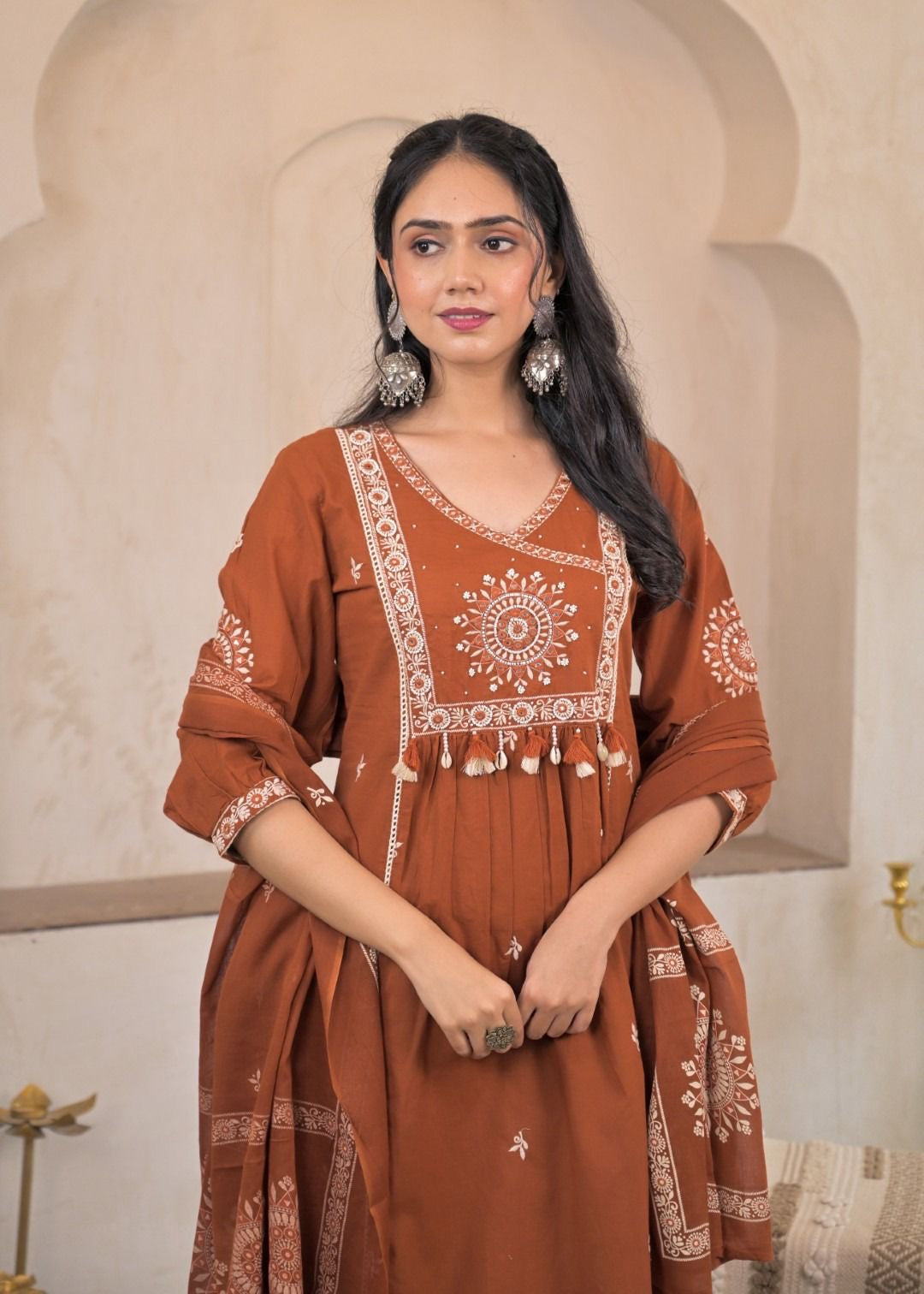 Embroidered cotton suit