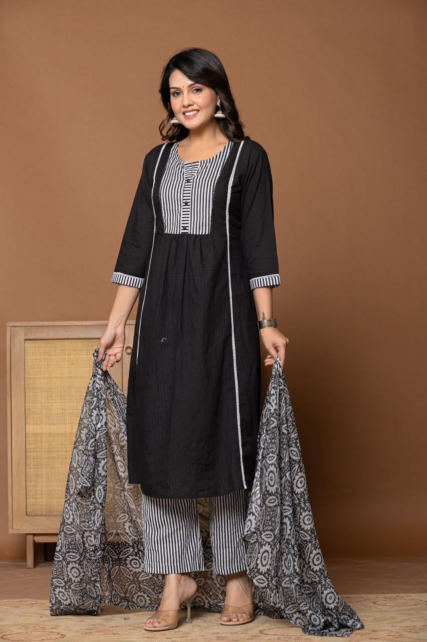 Black and white cotton suit ( gj 8267 )
