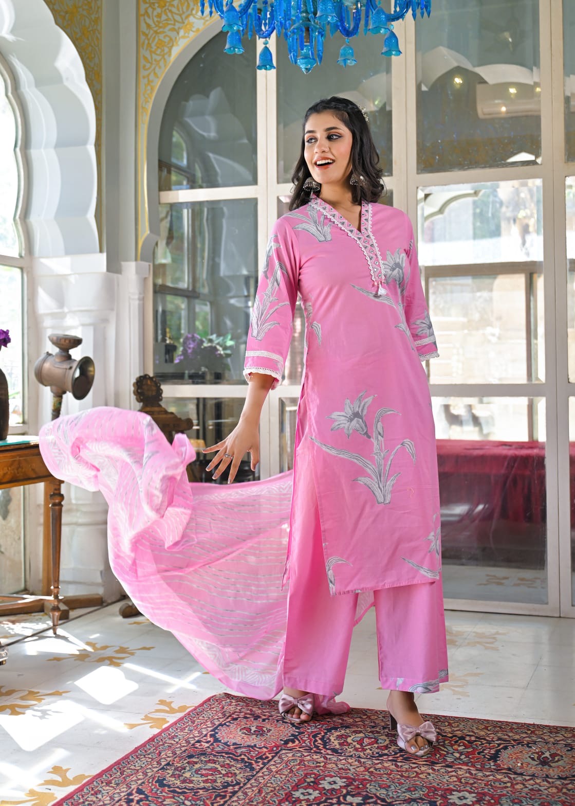 V-neck cotton suit ( gj 7967 )