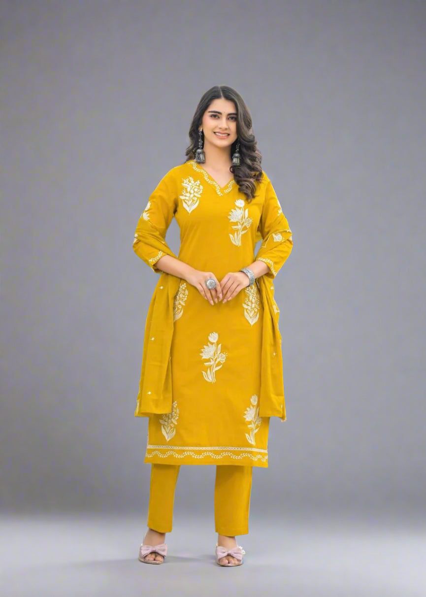 Acine embroidered cotton suit