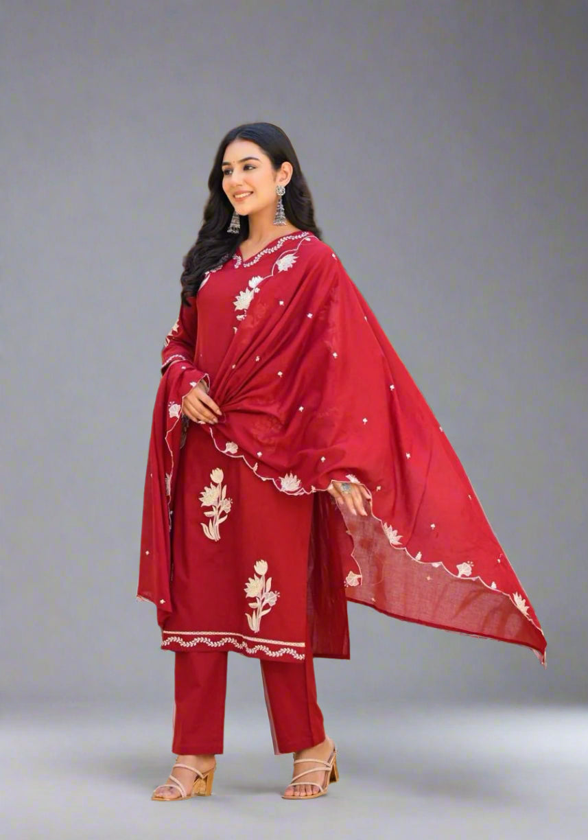 Acine embroidered cotton suit