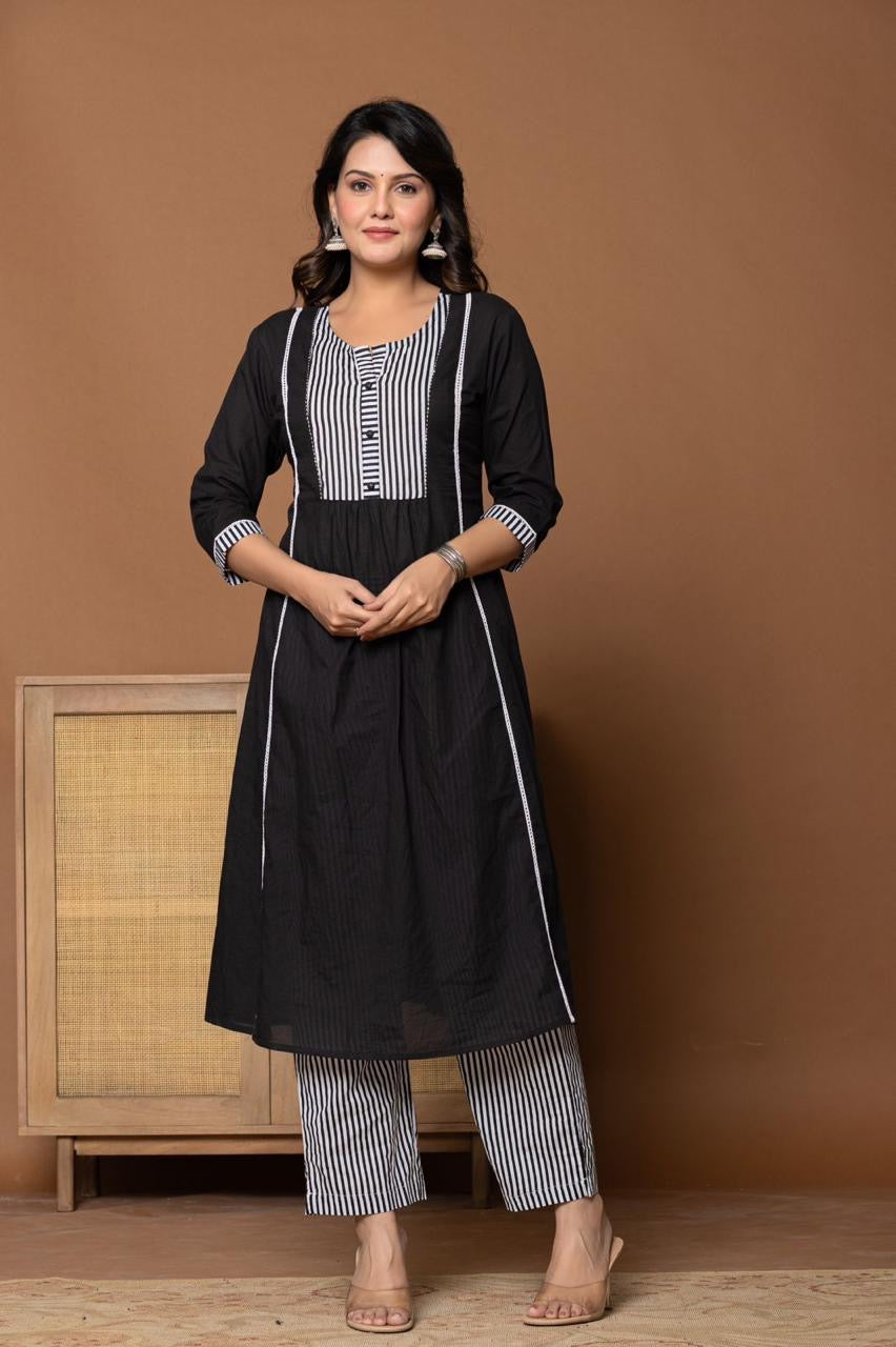 Black and white cotton suit ( gj 8267 )