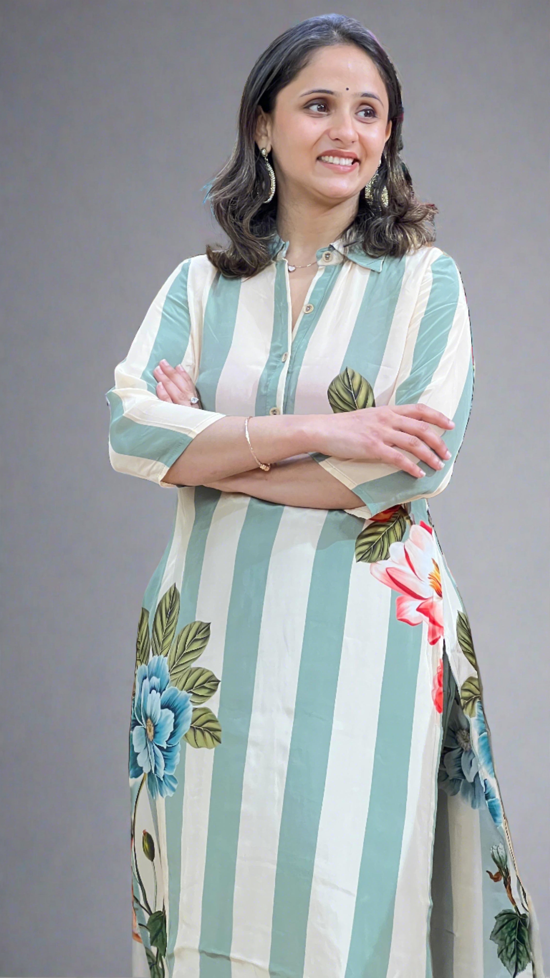 Floral Printed Pure Crepe Cord set