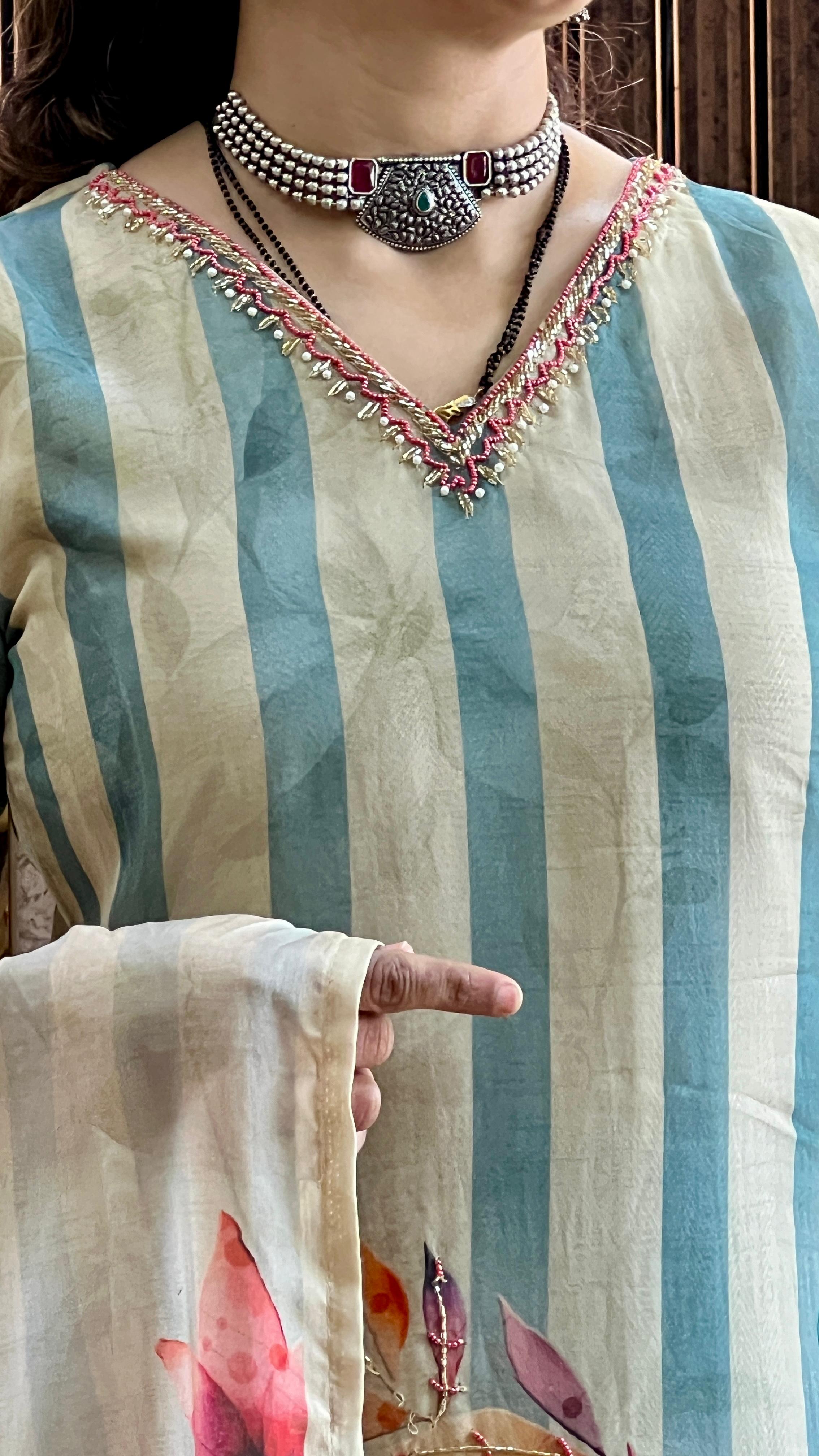 Aria Digital Printed Organza Suit