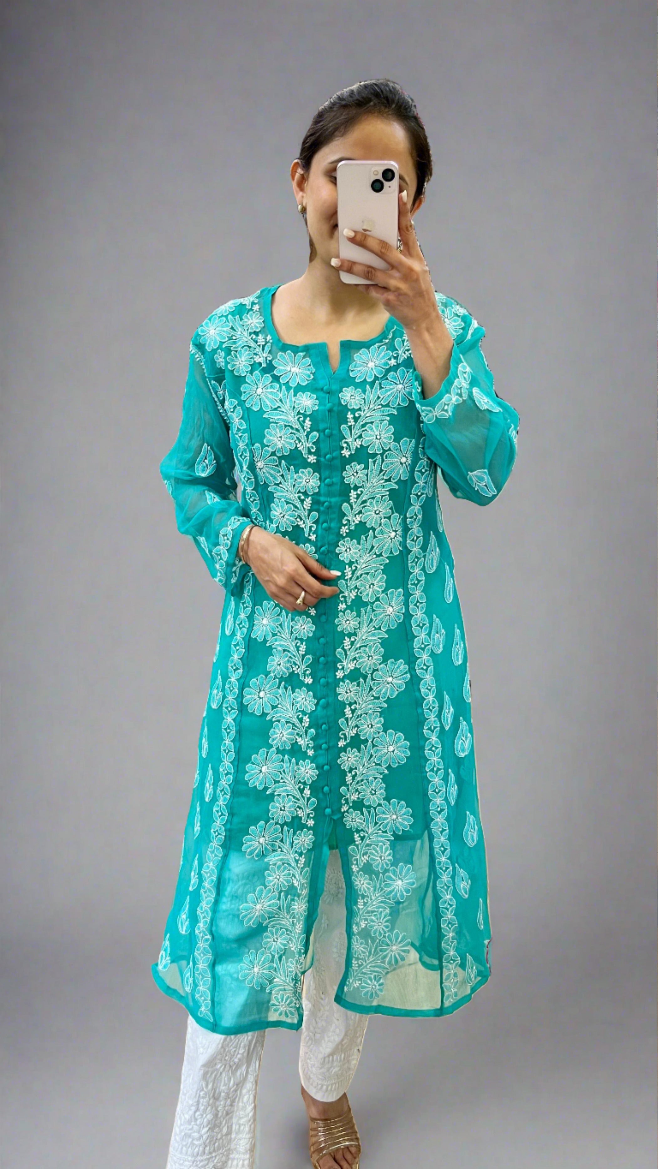Aline Front Cut Lakhnavi Kurti