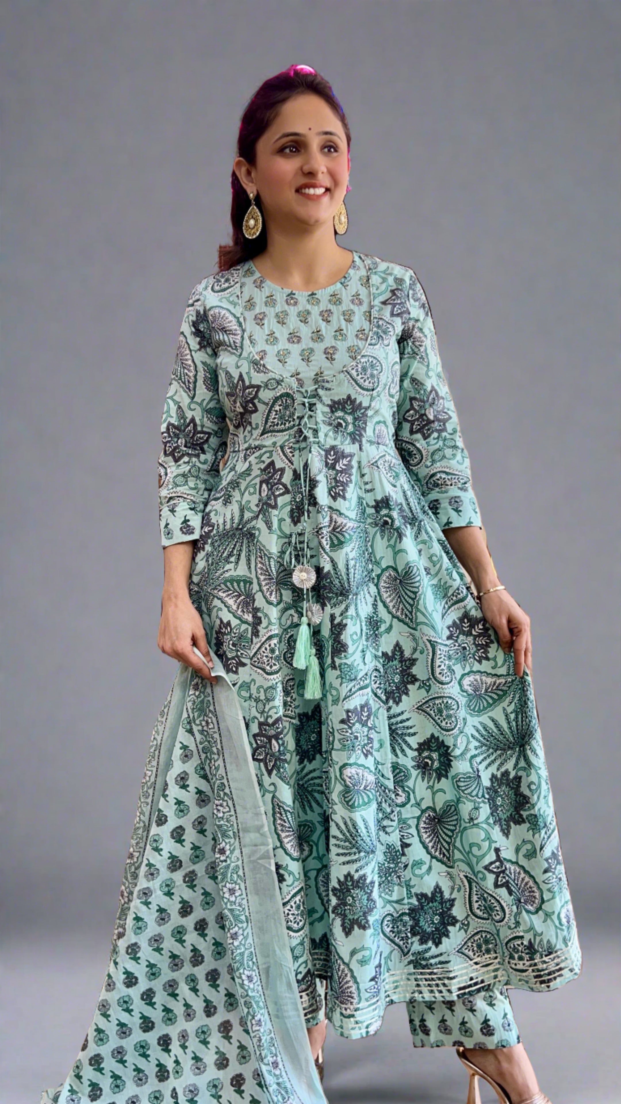 Afia Anarkali Printed Suit