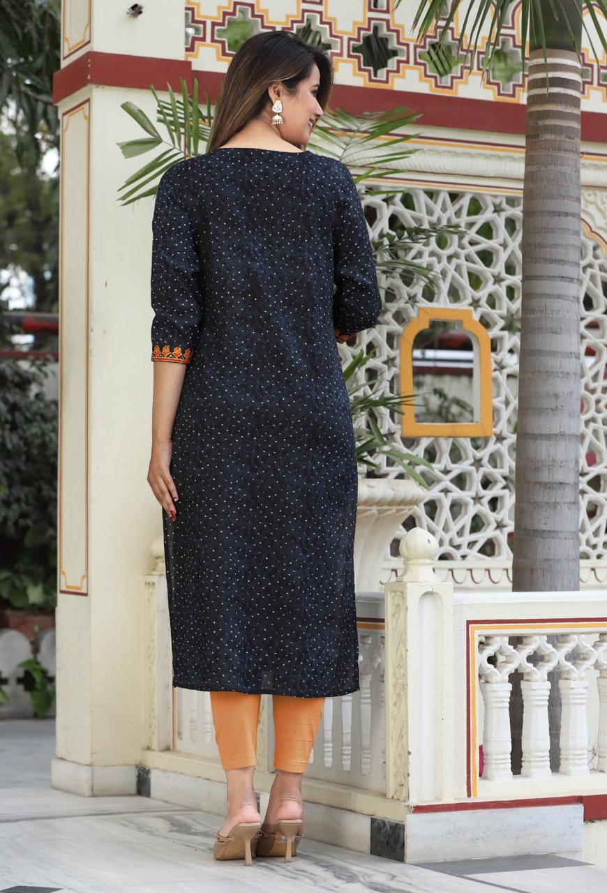 Lina Round Neck Work Kurti