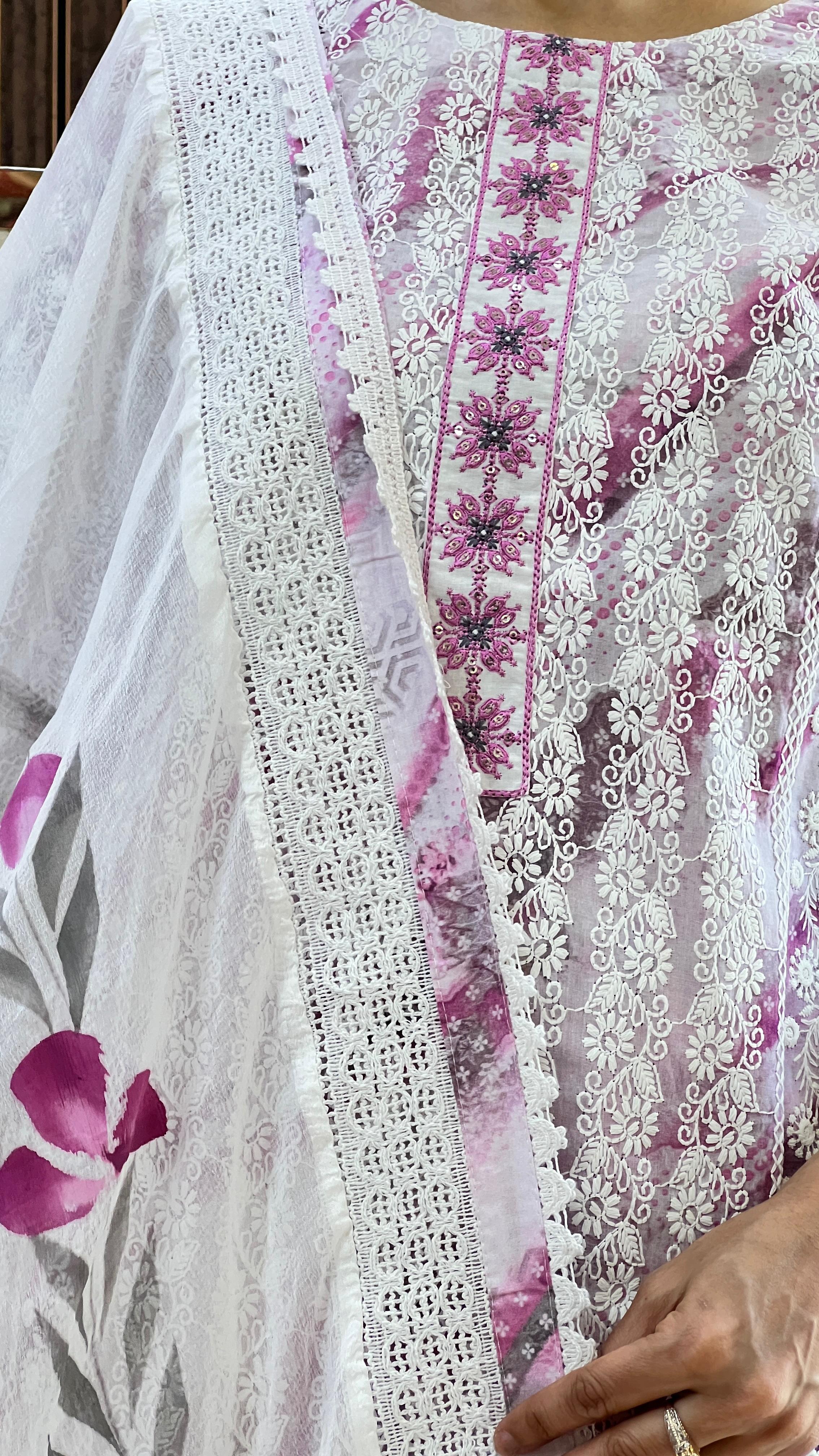 Cotton Chikankari Kurti Set