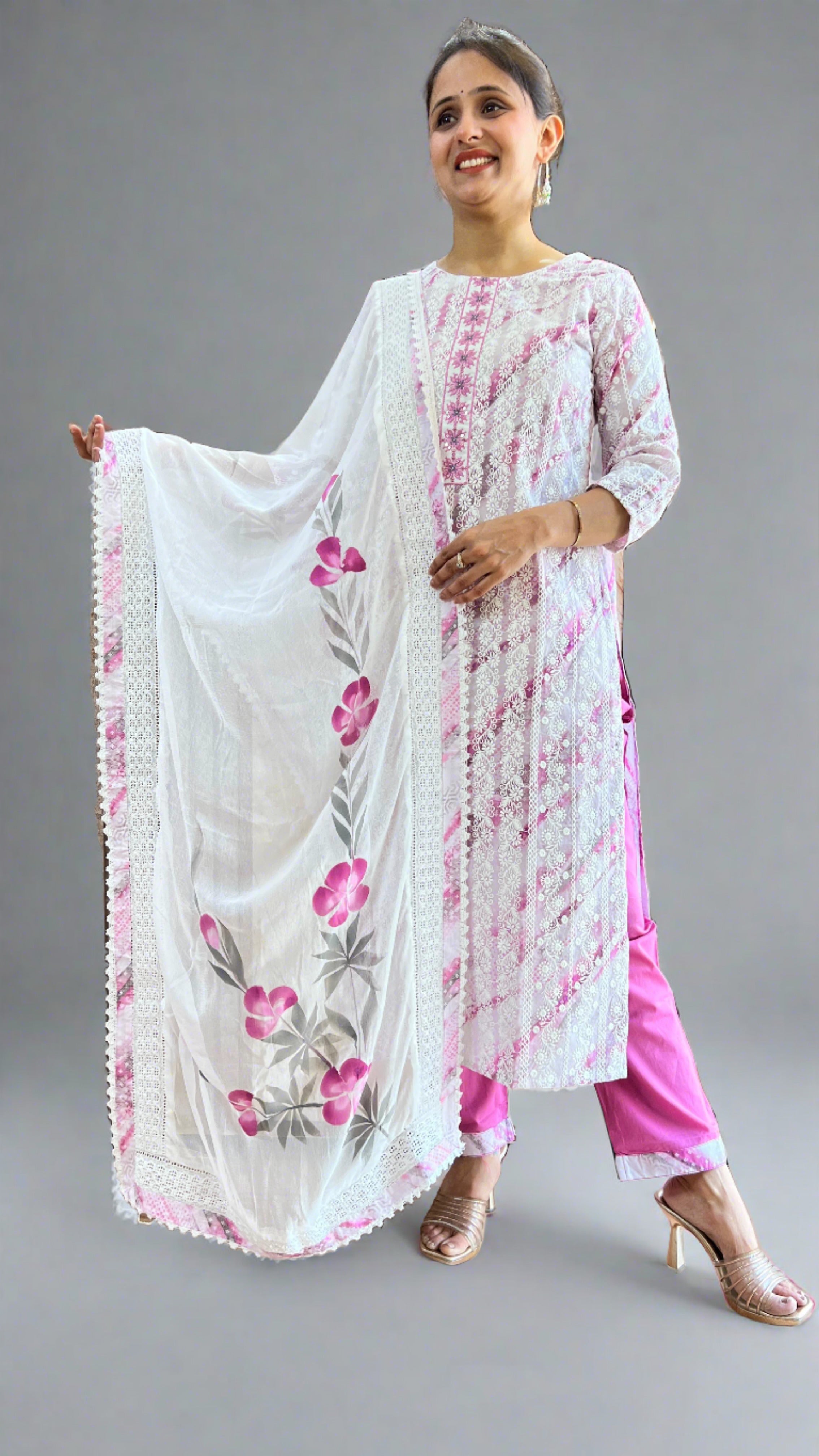 Cotton Chikankari Kurti Set