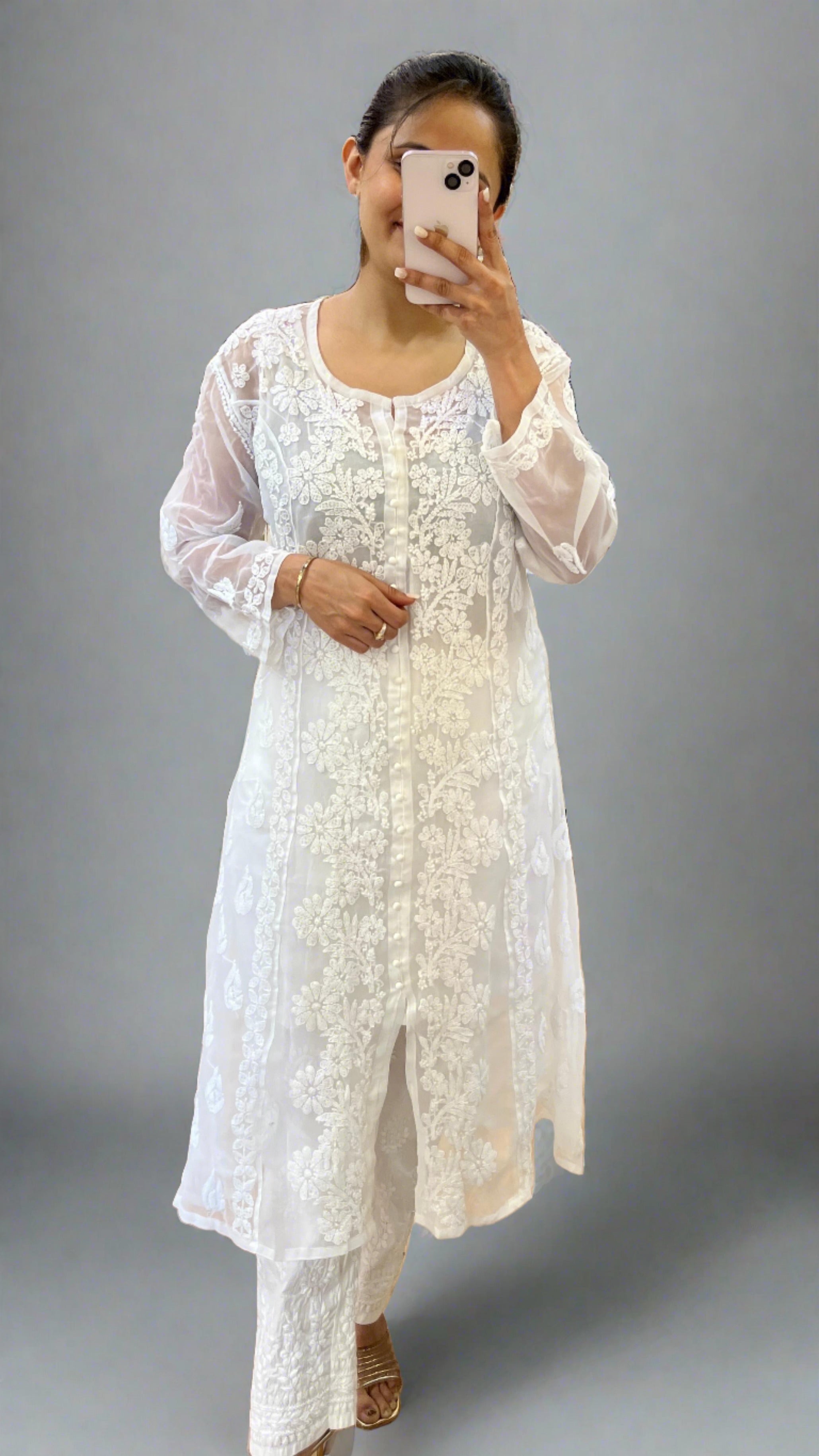 Aline Front Cut Lakhnavi Kurti