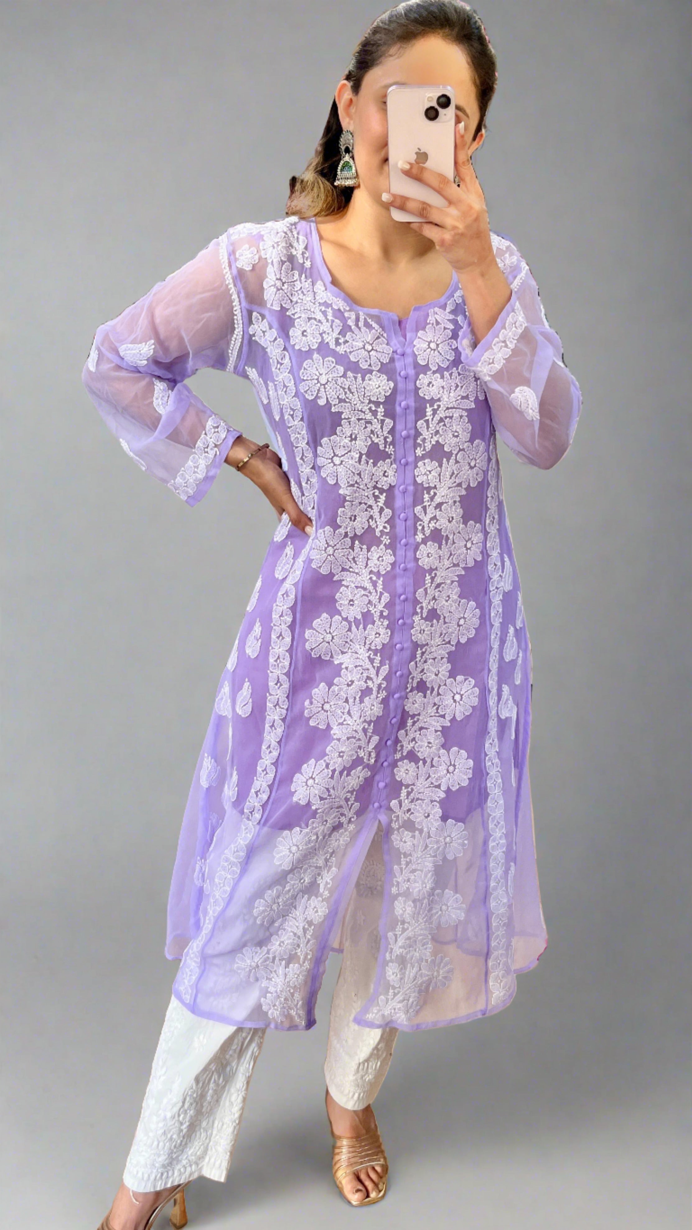 Aline Front Cut Lakhnavi Kurti