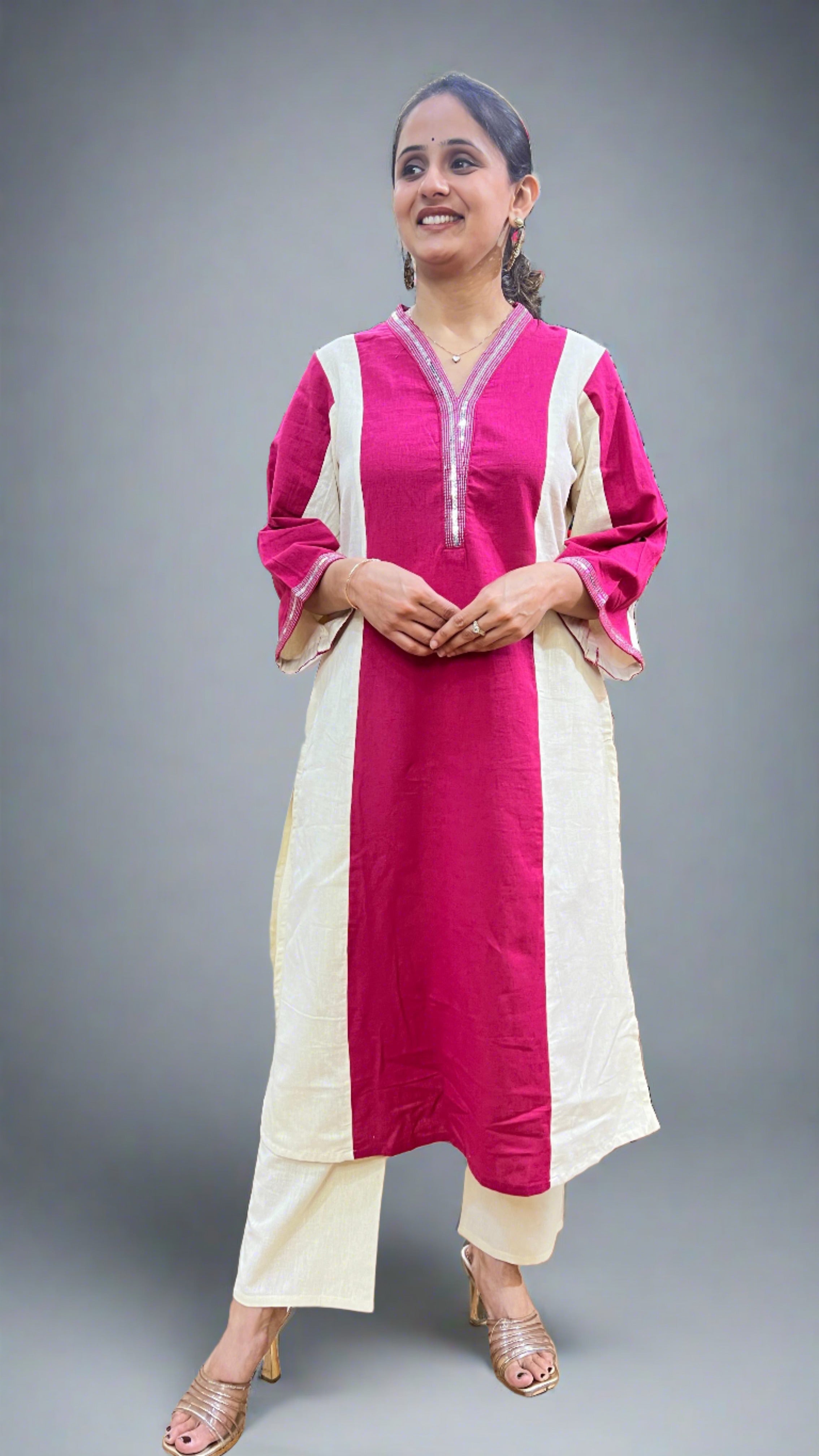 Designer V Neck Cord set