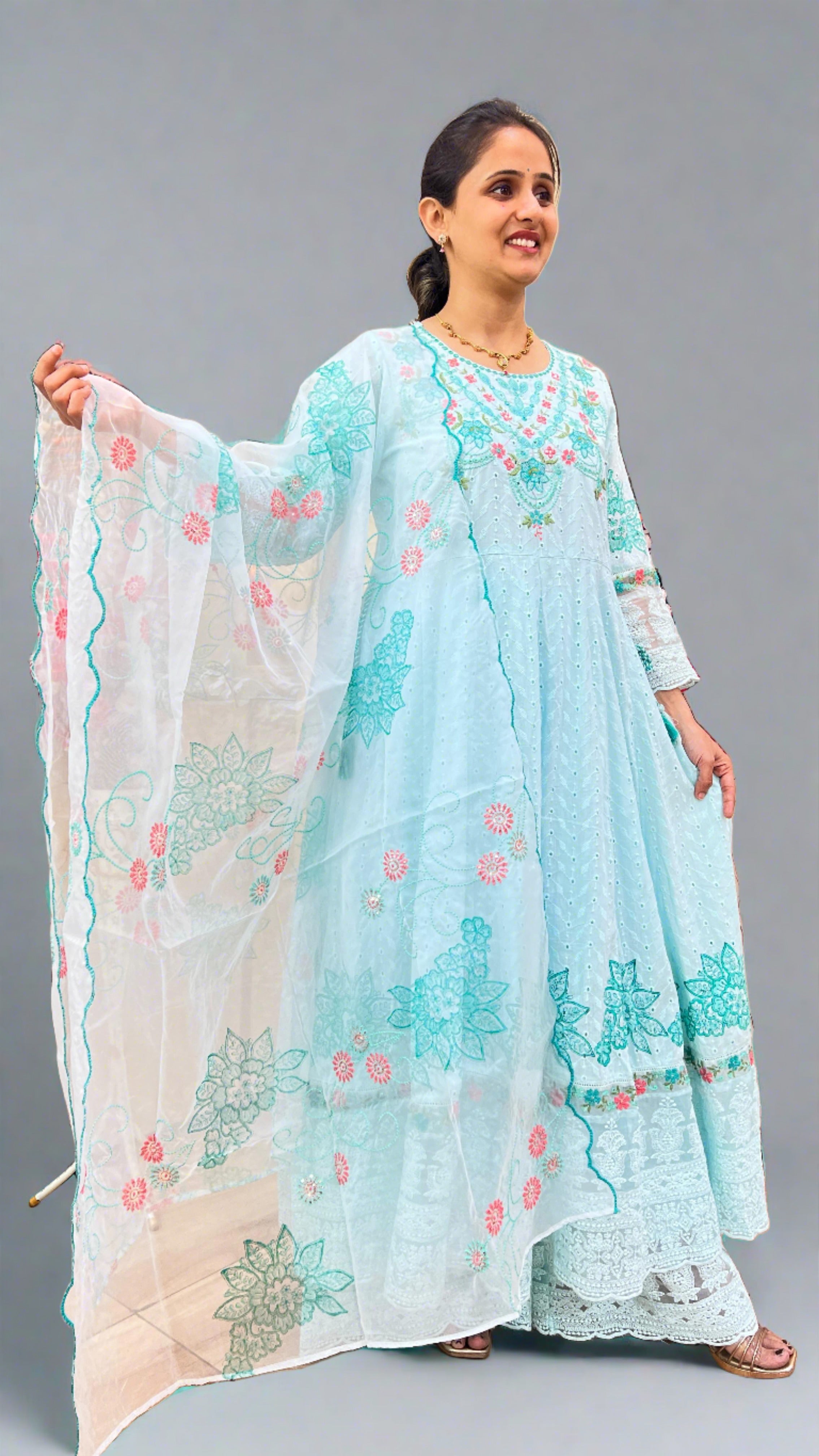 Designer Schiffli Cotton Party Wear suit