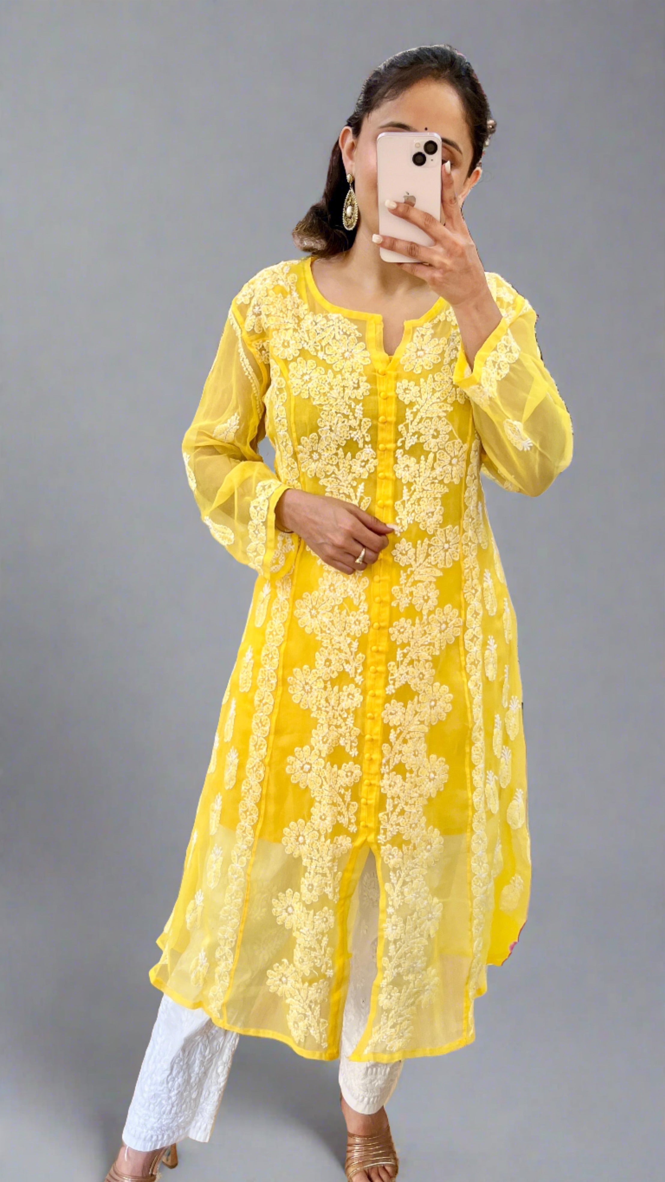 Aline Front Cut Lakhnavi Kurti