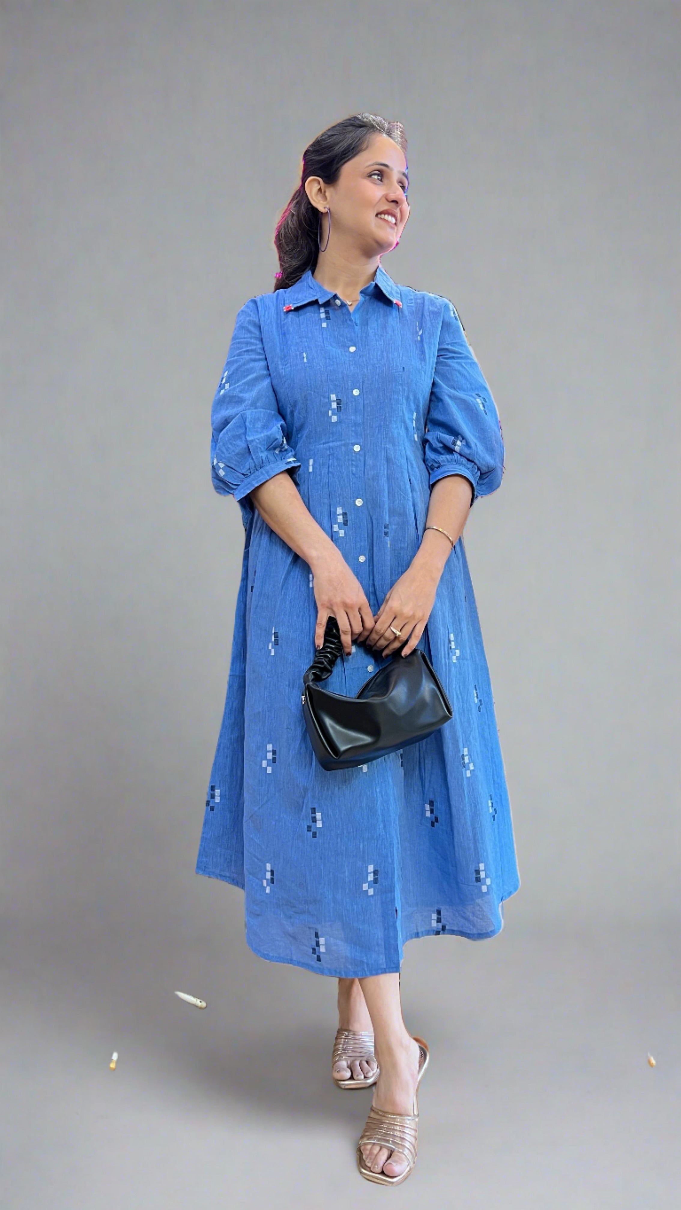 Cotton Blue Gown Dress