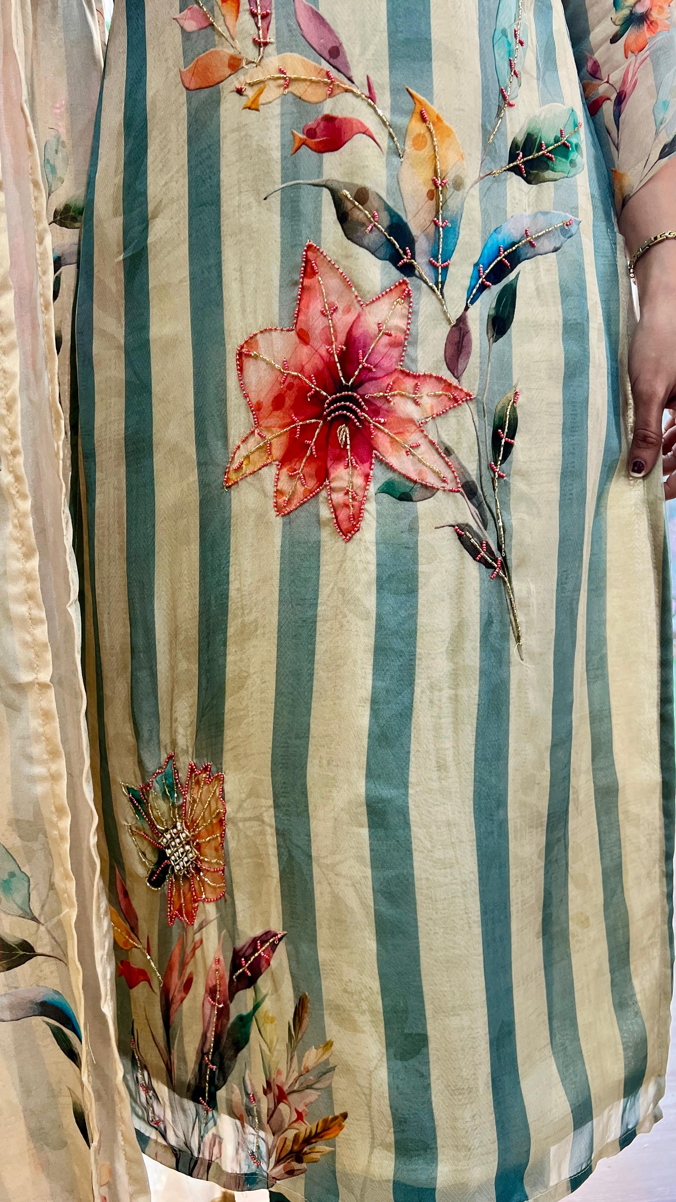 Aria Digital Printed Organza Suit