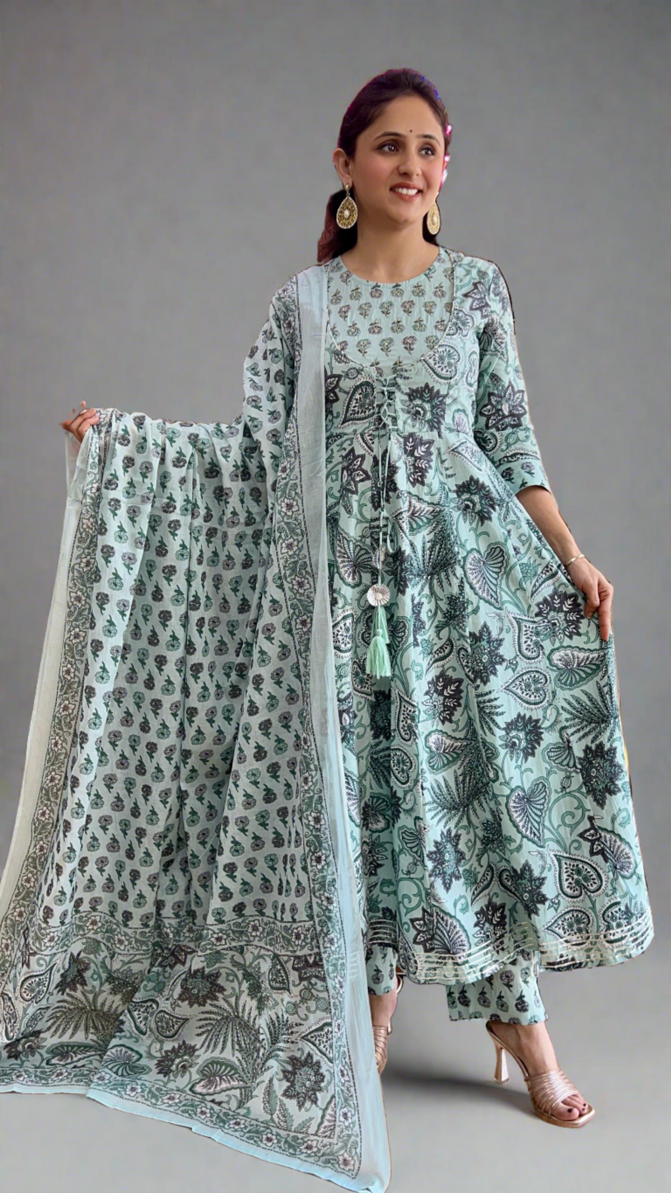 Afia Anarkali Printed Suit