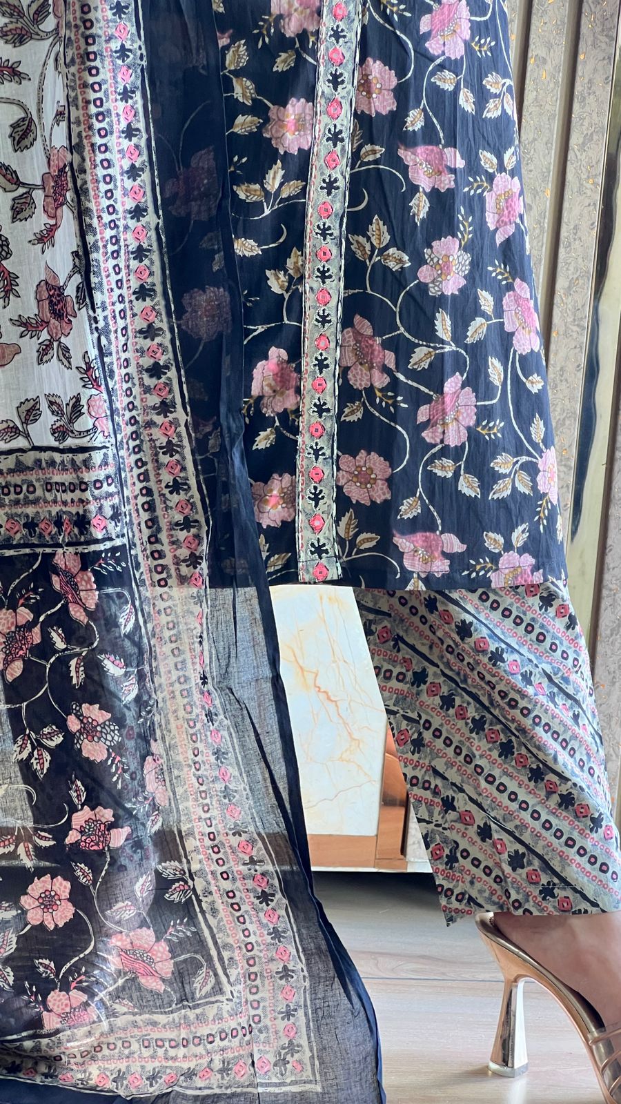 Flower Printed Angrakha Suit