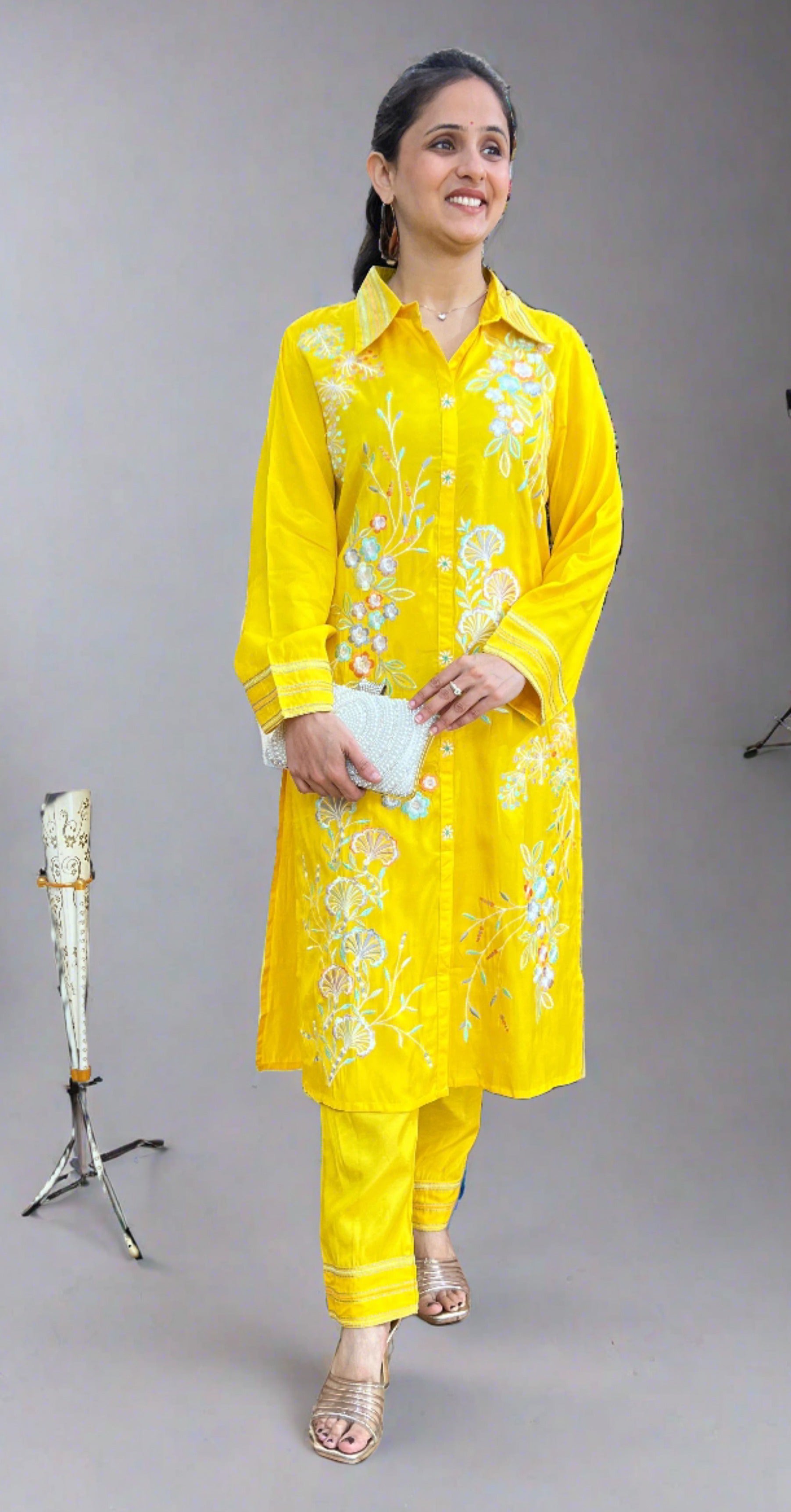 Designer Embroidered Long Cord Set