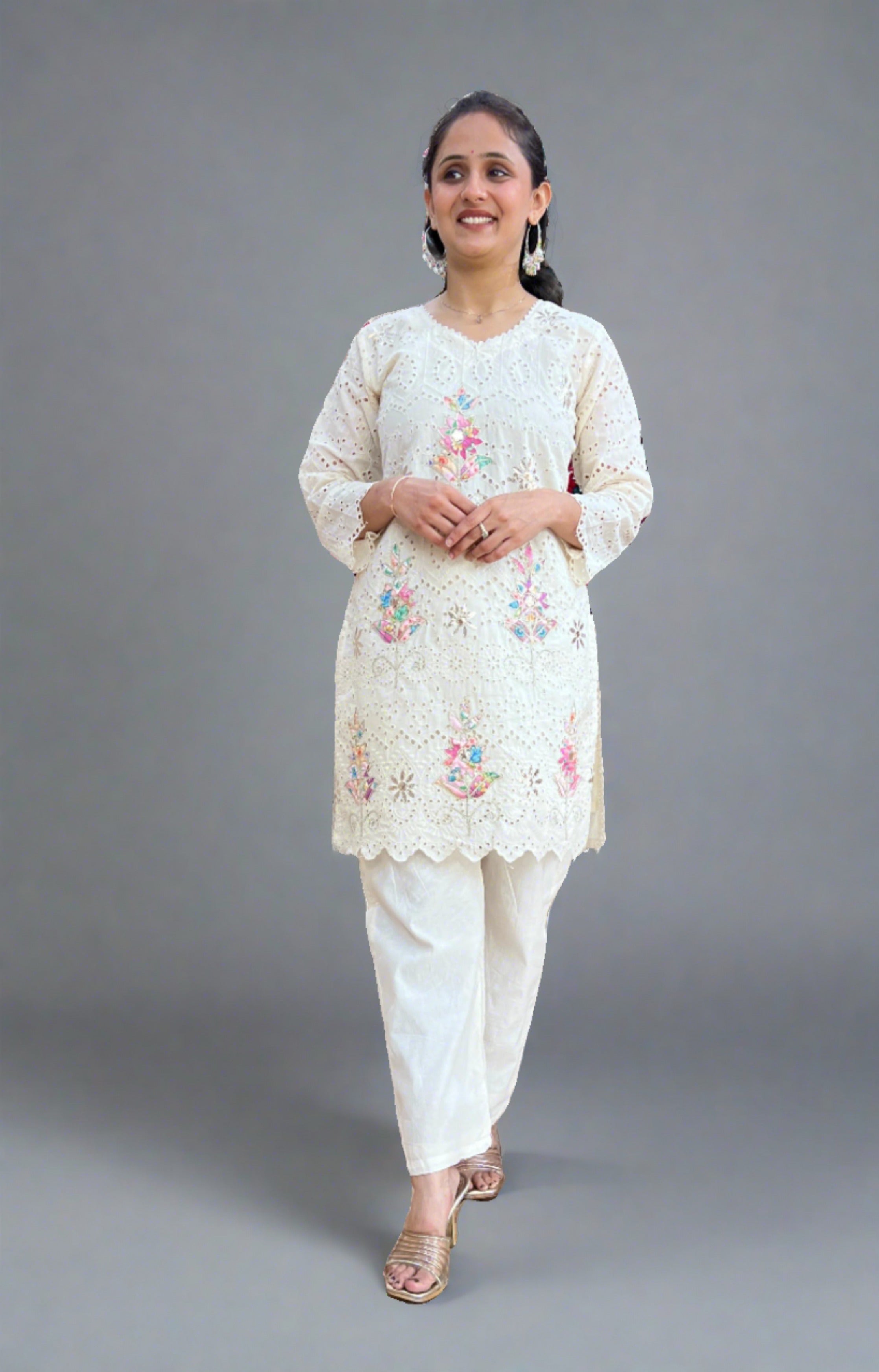 Designer Schiffli Work Cord Set