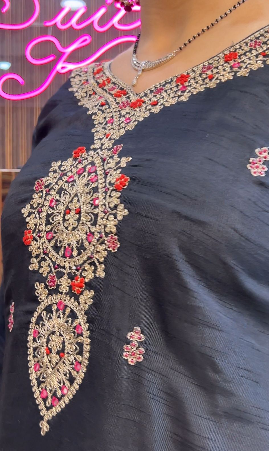 Dola silk suit with Banarsi dupatta