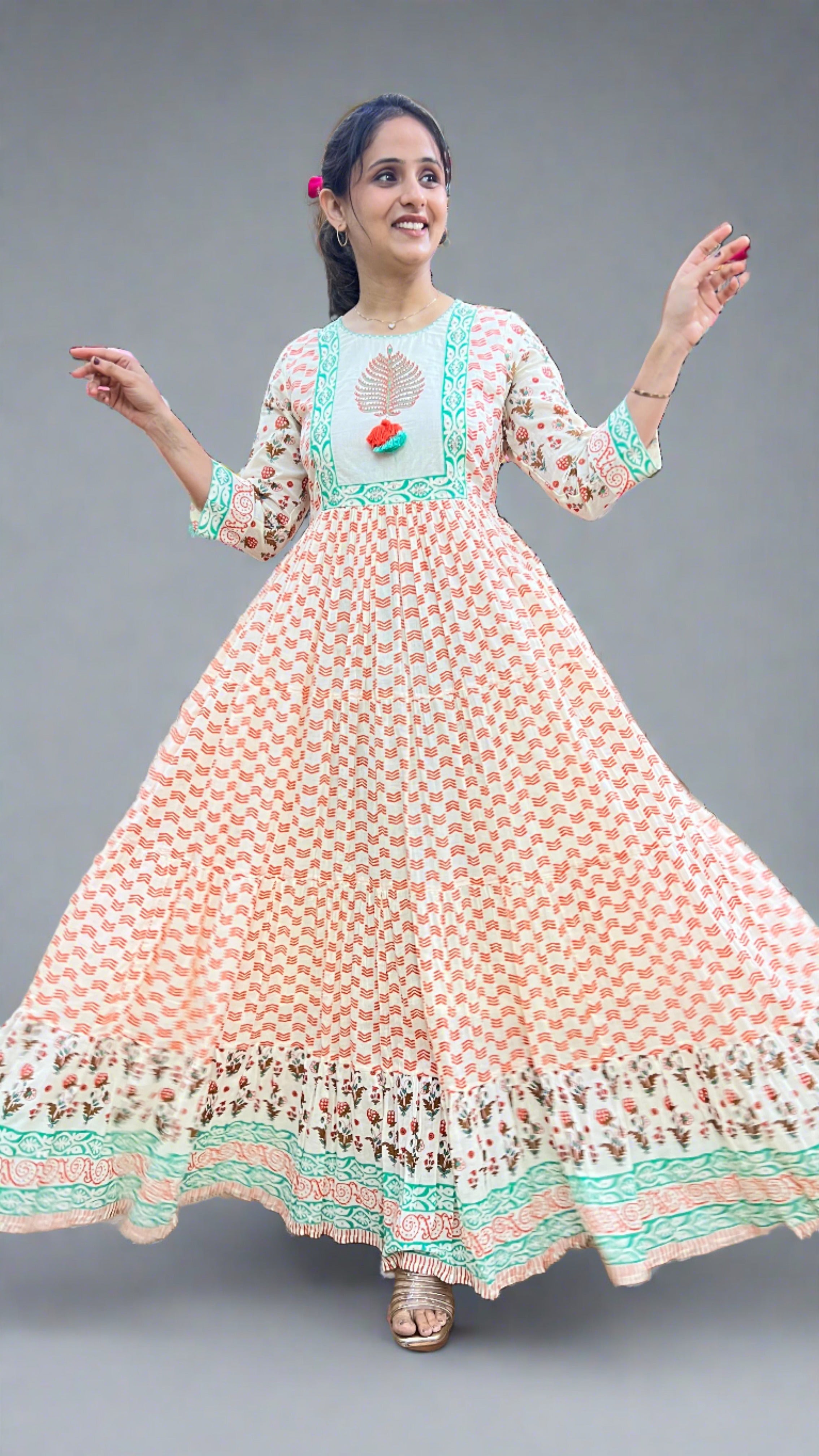 Designer Long Flared Dress