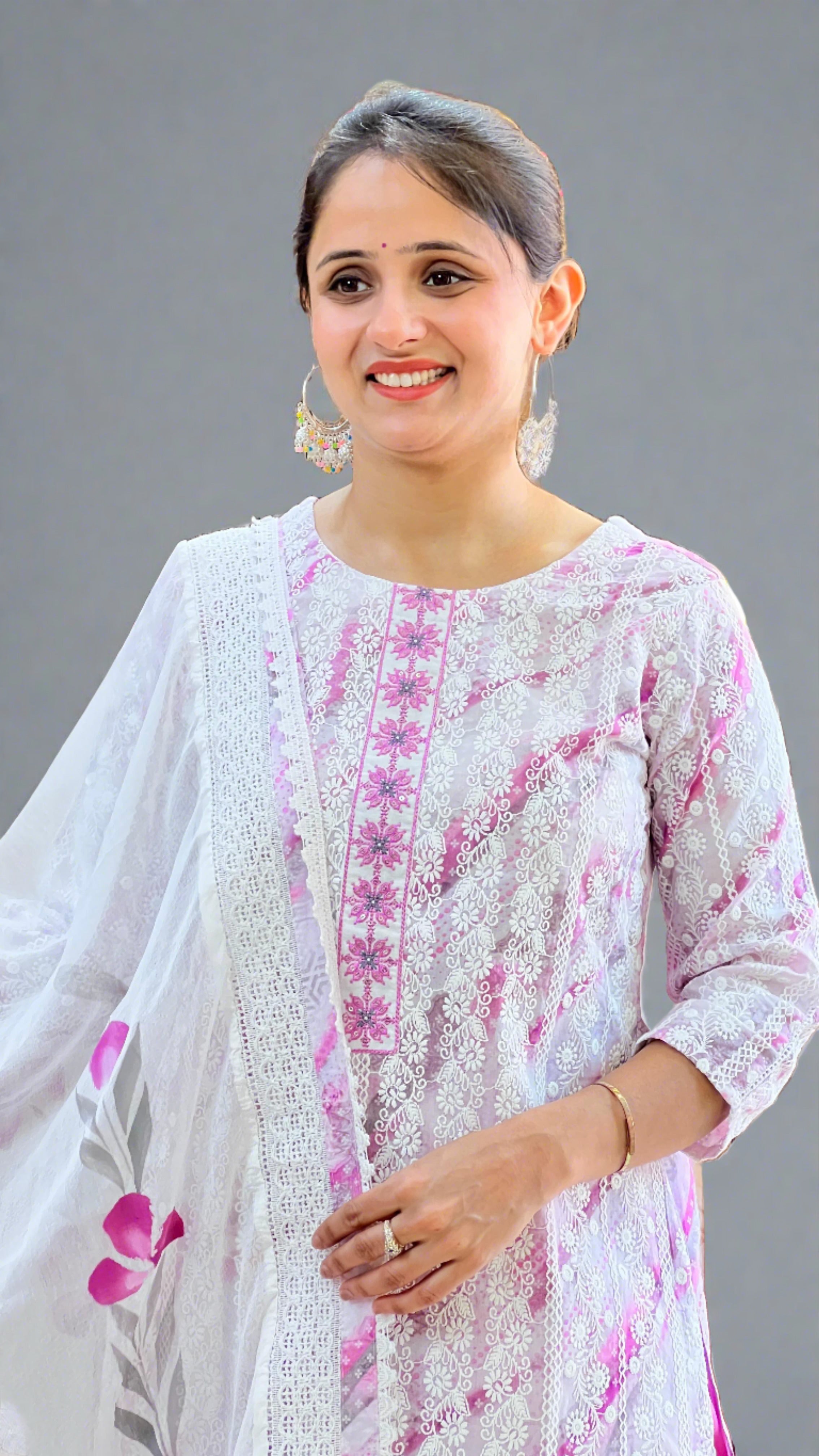 Cotton Chikankari Kurti Set