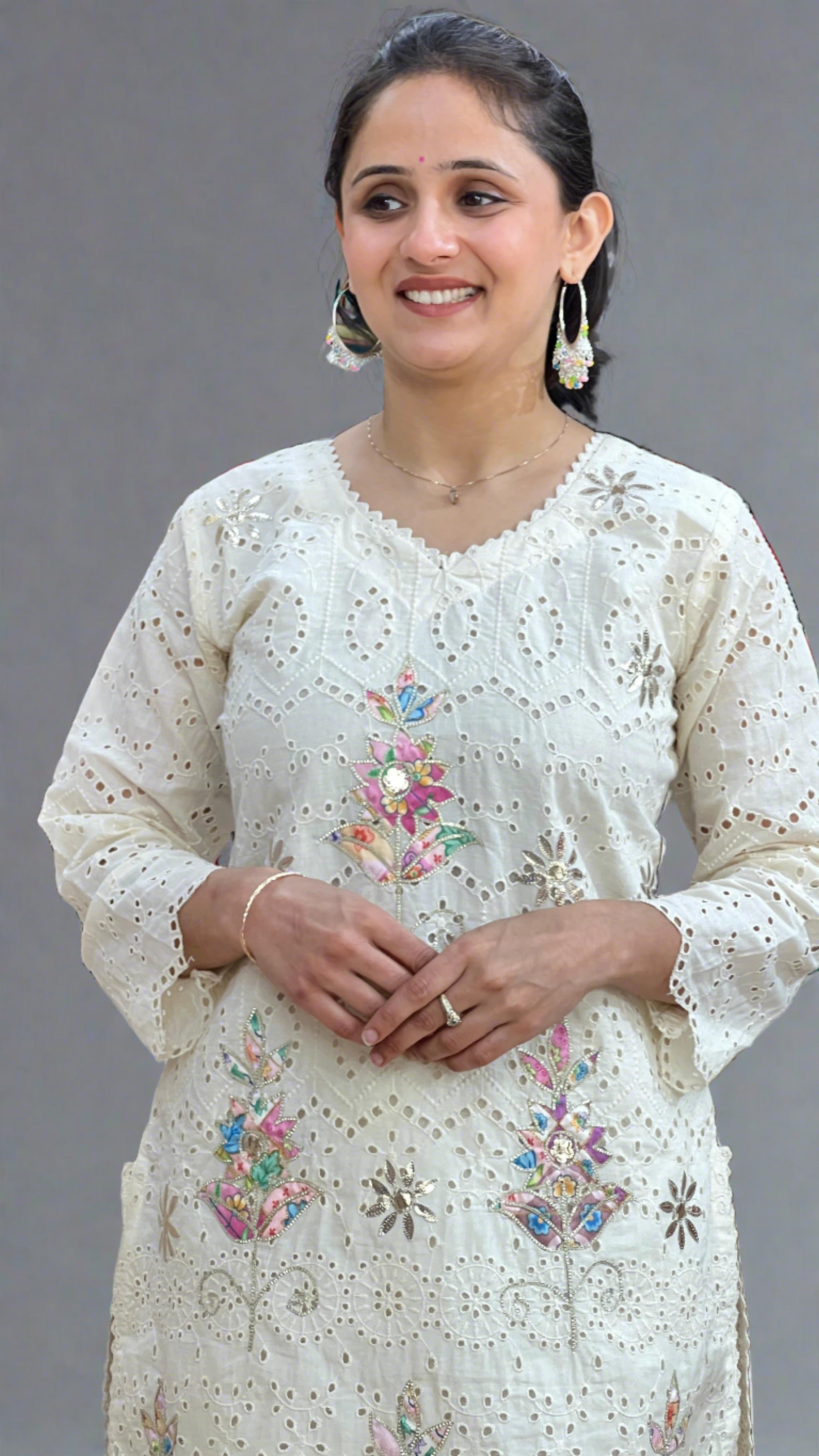 Designer Schiffli Work Cord Set