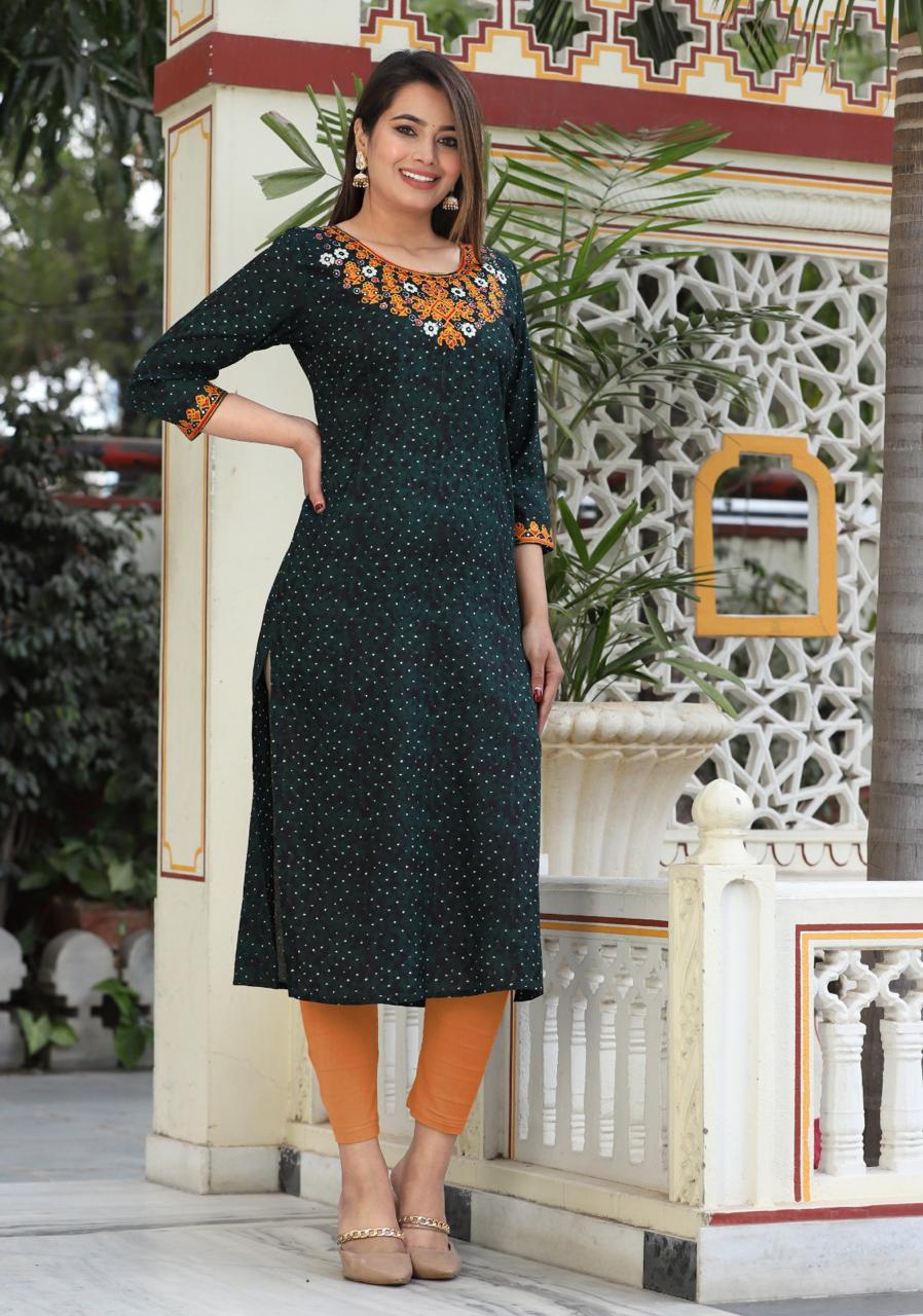 Lina Round Neck Work Kurti