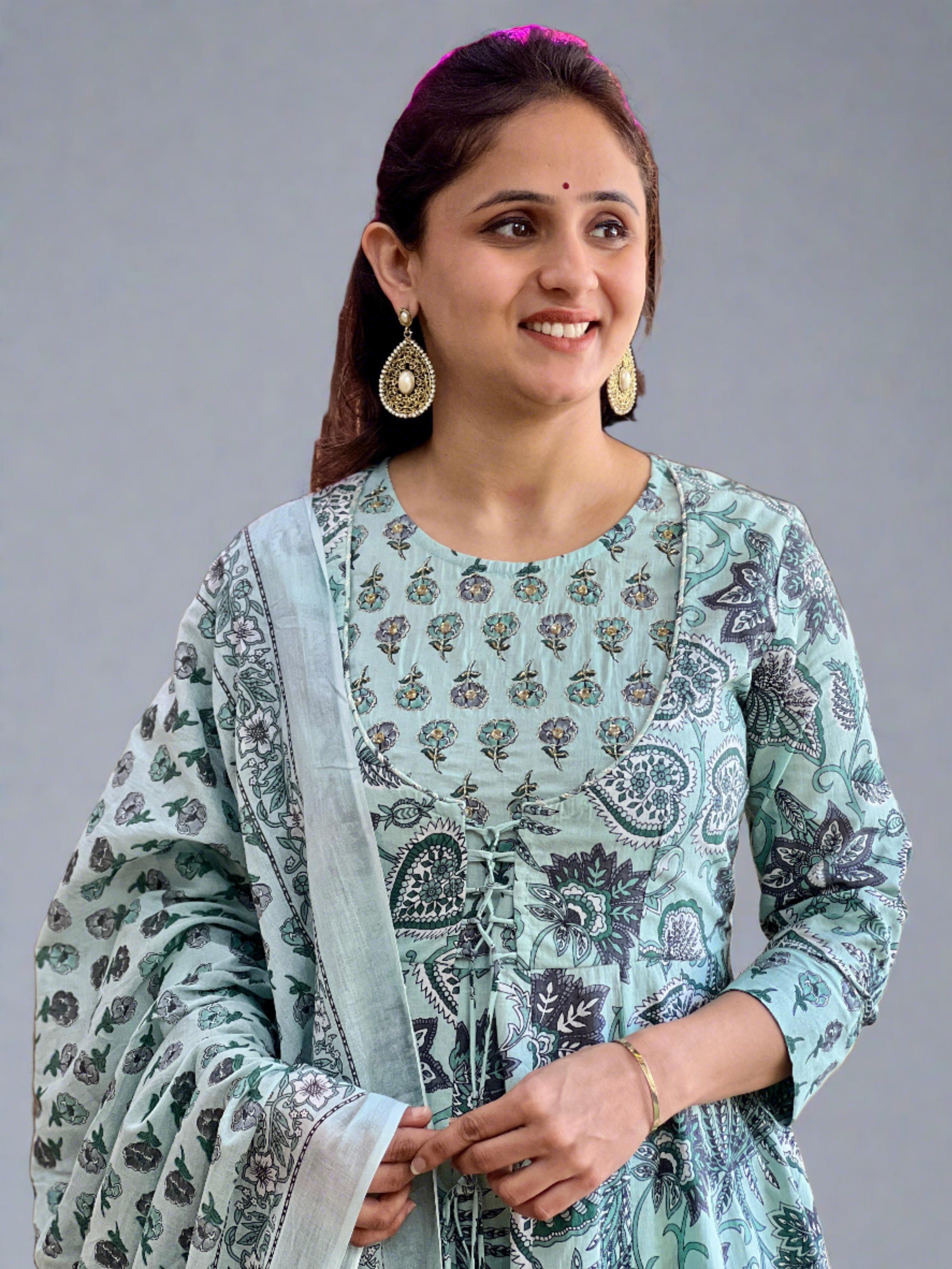 Afia Anarkali Printed Suit