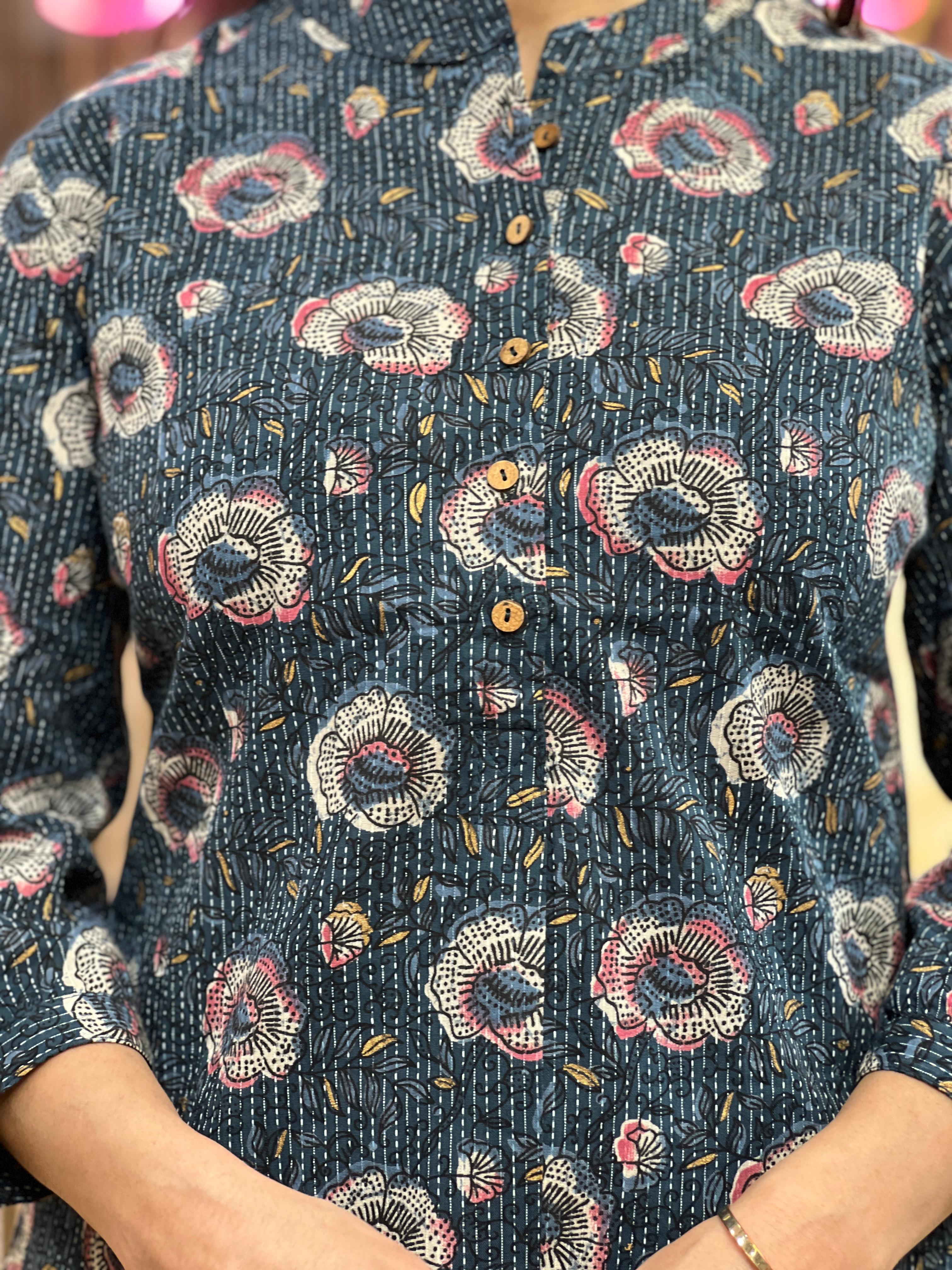 Front Buttons Short Length Kurti