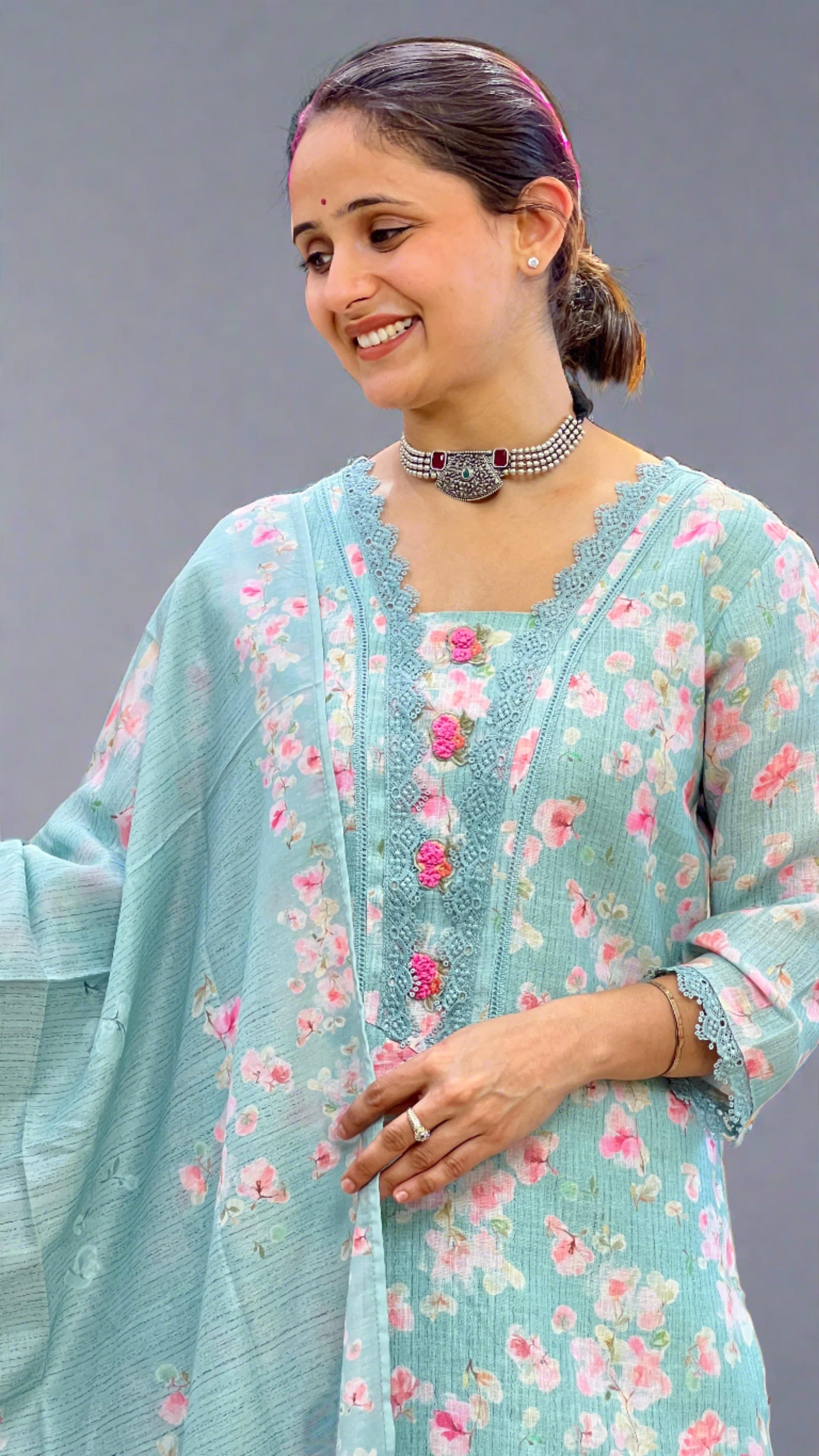 Trisha Linen Fabric Adorable suit