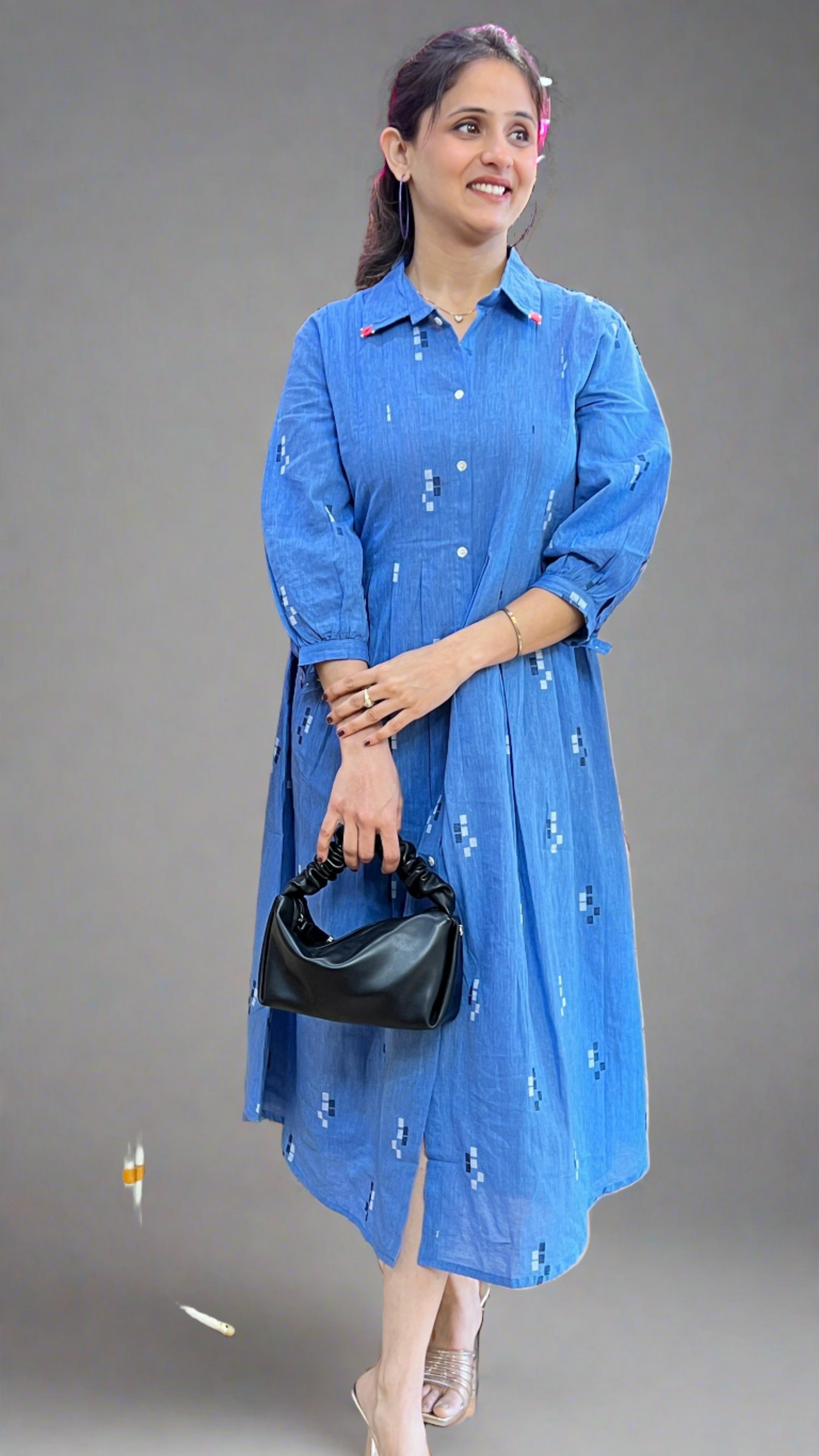 Cotton Blue Gown Dress